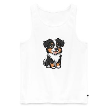 Australian Shepherd Dog Comic Cute - Men's Premium Organic Tank Top - white - Front - Michal (187cm)