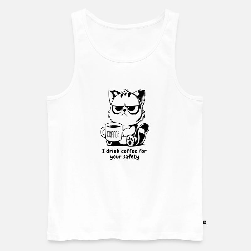 crumpy cat mit caffee - Männer Premium Bio Tank Top - Weiß