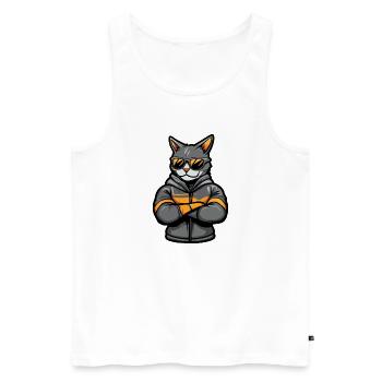Cat Comic - Men's Premium Organic Tank Top - white - Front - AI Model Male 178 light (178cm)