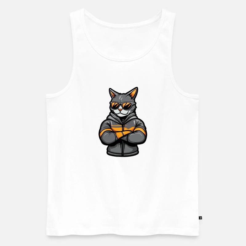 Katze Comic - Männer Premium Bio Tank Top - Weiß