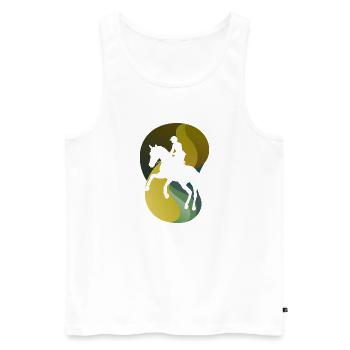 Dressurpferd Reitsport Reiterin - Männer Premium Bio Tank Top - Weiß - Vorne - Michal (187cm)