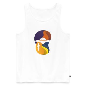 vaisseau spatial OVNI de l’espace - Débardeur bio Premium Homme - blanc - Devant - Michal (187cm)