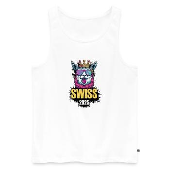 Switzerland 2025 Alpaca Party Holiday Swiss - Men's Premium Organic Tank Top - white - Front - Michal (187cm)