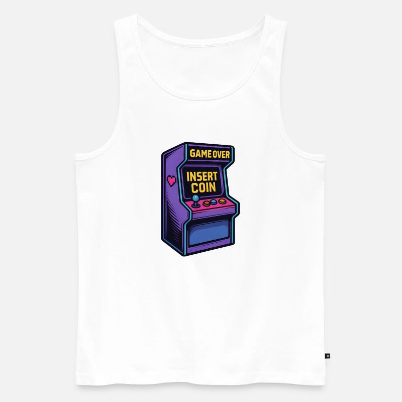 Insert Coin – Retro Arcade Vibes - Männer Premium Bio Tank Top - Weiß