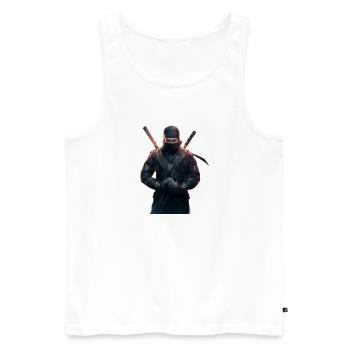 Ninja avec des épées - Débardeur bio Premium Homme - blanc - Devant - AI Model Male 178 light (178cm)