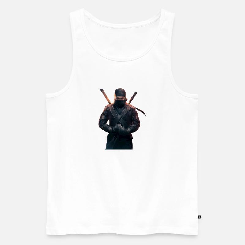 Ninja mit Schwertern - Männer Premium Bio Tank Top - Weiß