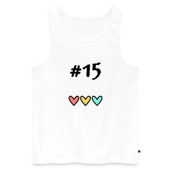 15. 15 YEARS. 15th ANNIVERSARY. BIRTHDAY 15 YEARS. - Men's Premium Organic Tank Top - white - Front - AI Model Male 178 light (178cm)
