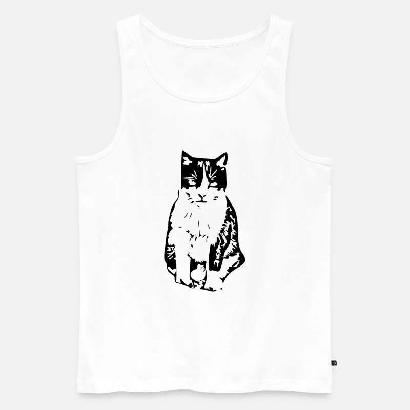 Katze schwarz - Männer Premium Bio Tank Top - Weiß