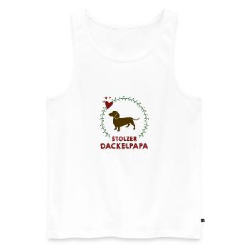 Stolzer Dackelpapa - Männer Premium Bio Tank Top - Weiß - Vorne - Michal (187cm)