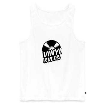 Vinyl rules - CD - recordings-music-retro - Men's Premium Organic Tank Top - white - Front - AI Model Male 178 light (178cm)