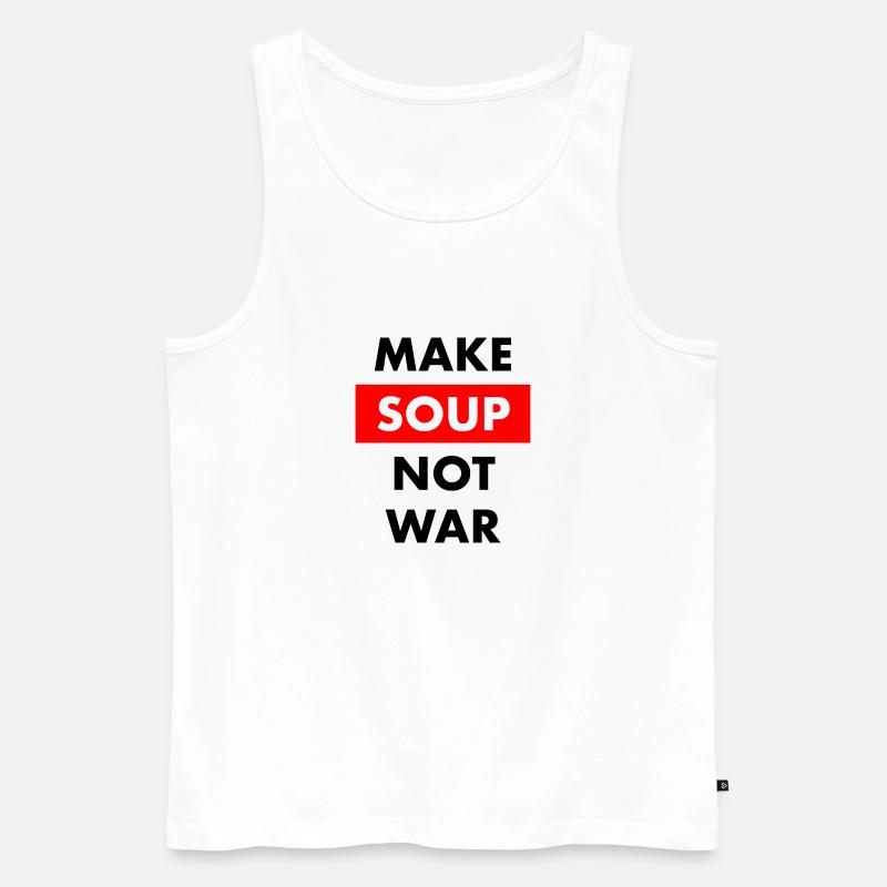 Suppe statt Krieg - Männer Premium Bio Tank Top - Weiß