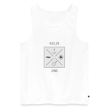 Kieler Jung - Männer Premium Bio Tank Top - Weiß - Vorne - Michal (187cm)
