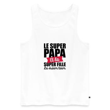 le super papa et la super fille la dream team - Débardeur bio Premium Homme - blanc - Devant - Michal (187cm)