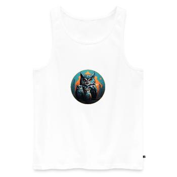 Buntes grafisches Eulendesign für Eulenfans und Vo - Männer Premium Bio Tank Top - Weiß - Vorne - AI Model Male 178 light (178cm)