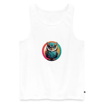 Little Cute Owl in Color Wheel Owl Design - Men's Premium Organic Tank Top - white - Front - Michal (187cm)