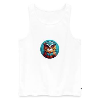 Little Cute Owl in Color Wheel Owl Design - Men's Premium Organic Tank Top - white - Front - Michal (187cm)