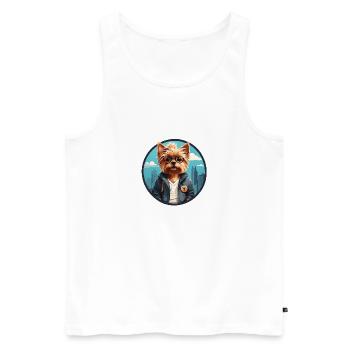 Yorkshire Yorkshire Terrier cool avec lunettes de soleil - Débardeur bio Premium Homme - blanc - Devant - AI Model Male 178 light (178cm)