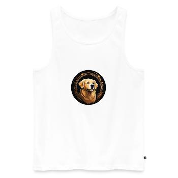 Golden Labrador Retriever Portrait im Farbkreis - Männer Premium Bio Tank Top - Weiß - Vorne - AI Model Male 178 light (178cm)