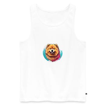 Chow Chow Portrait im Farbkreis - Männer Premium Bio Tank Top - Weiß - Vorne - AI Model Male 178 light (178cm)