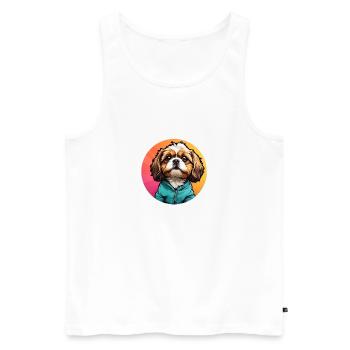 Shih Tzu Portrait im Farbkreis - Männer Premium Bio Tank Top - Weiß - Vorne - AI Model Male 178 light (178cm)