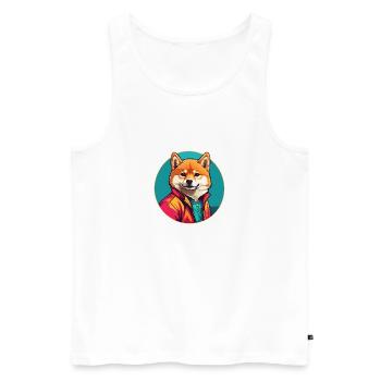 Shiba Inu Portrait im Farbkreis - Männer Premium Bio Tank Top - Weiß - Vorne - AI Model Male 178 light (178cm)