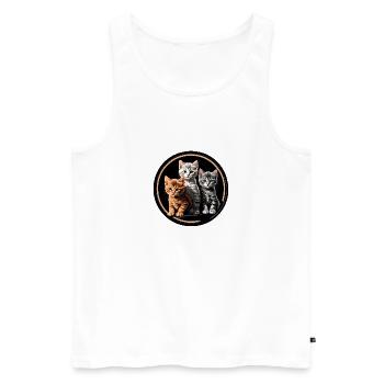 Three cute kittens in a round frame - Men's Premium Organic Tank Top - white - Front - AI Model Male 178 light (178cm)