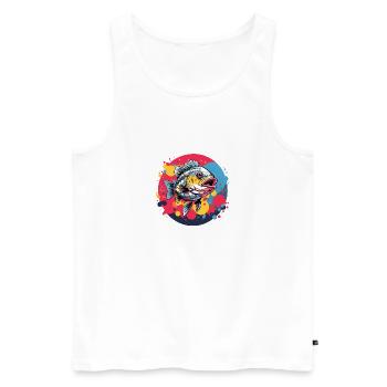 Barsch im Farbkreis. Herrlich buntes Barschdesign - Männer Premium Bio Tank Top - Weiß - Vorne - Michal (187cm)