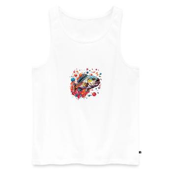 Barsch im bunten Farbkreis mit bunten Luftblasen - Männer Premium Bio Tank Top - Weiß - Vorne - AI Model Male 178 light (178cm)