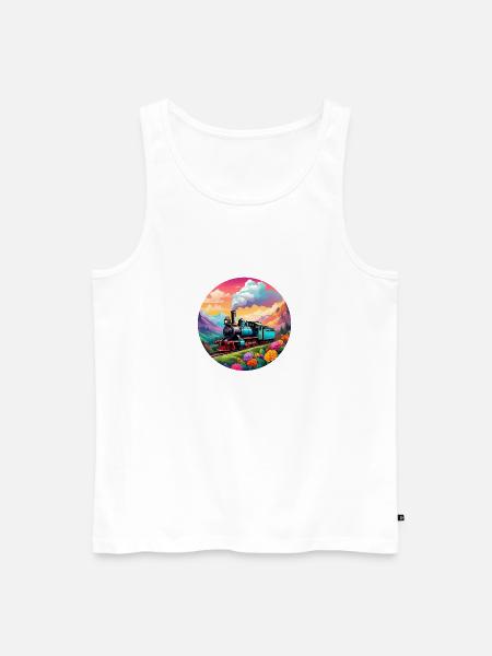 Nostalgische qualmende Dampflokomotive - Männer Premium Bio Tank Top - Weiß