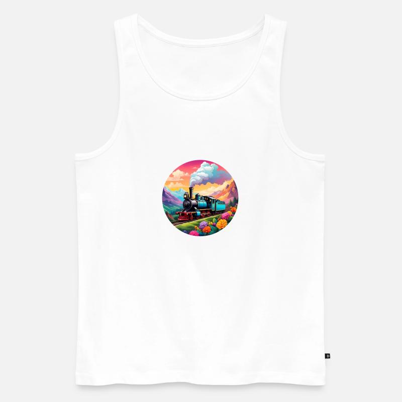 Nostalgische qualmende Dampflokomotive - Männer Premium Bio Tank Top - Weiß