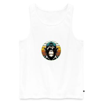 Chimpanzé cool avec lunettes de soleil et casquette de baseball - Débardeur bio Premium Homme - blanc - Devant - AI Model Male 178 light (178cm)