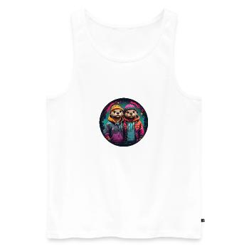 Zwei Fischotter in Streetwear - Männer Premium Bio Tank Top - Weiß - Vorne - Michal (187cm)