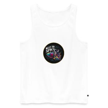J’ai besoin de ma place Spaceman avec vaisseau spatial - Débardeur bio Premium Homme - blanc - Devant - AI Model Male 178 light (178cm)