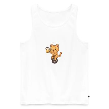 Einrad Bier Kätzchen - Männer Premium Bio Tank Top - Weiß - Vorne - Michal (187cm)