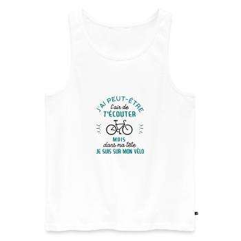 dans me tete velo - Débardeur bio Premium Homme - blanc - Devant - Michal (187cm)
