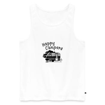 Caravane - Happy Campers - Débardeur bio Premium Homme - blanc - Devant - AI Model Male 178 light (178cm)