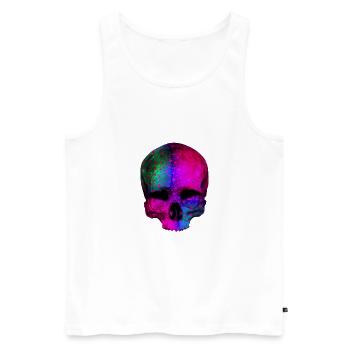 Totenkopf bunte Sterne / skull stars - Männer Premium Bio Tank Top - Weiß - Vorne - Michal (187cm)