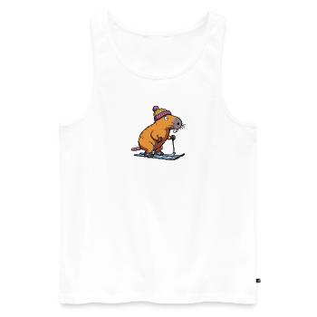 Comic Capybara Bonnet de ski Moniteur de ski Descente - Débardeur bio Premium Homme - blanc - Devant - Michal (187cm)