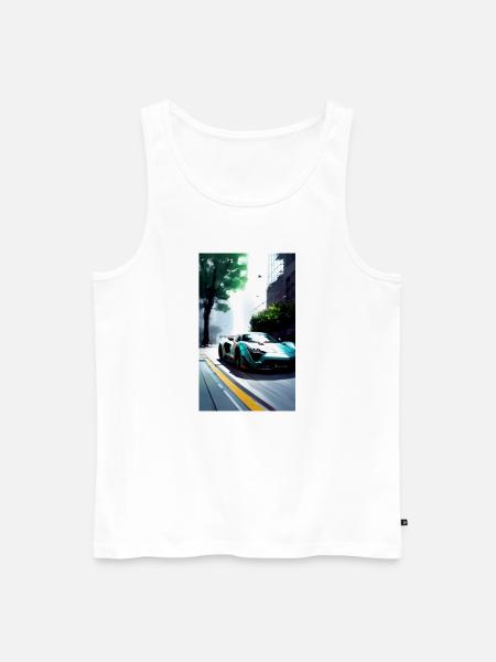 Rennwagen in düsterer Stadtatmosphäre - Männer Premium Bio Tank Top - Weiß