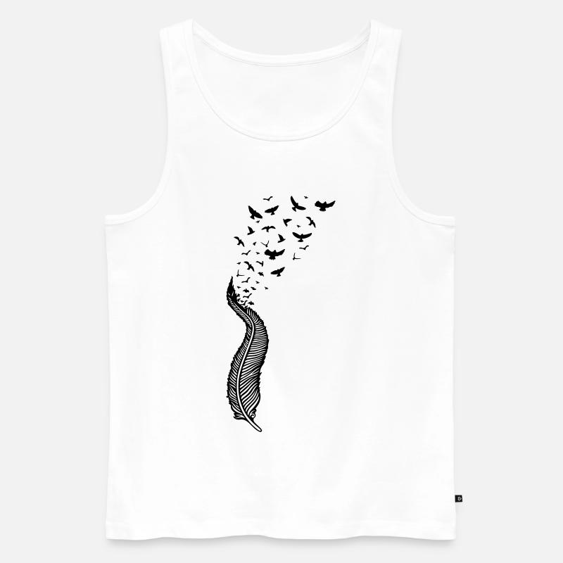 Feder und Vögel, feather with birds - Männer Premium Bio Tank Top - Weiß