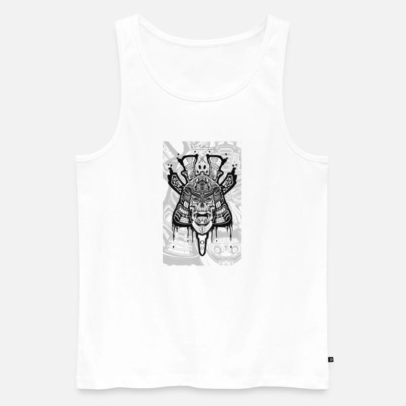 Samurai skull  - Männer Premium Bio Tank Top - Weiß