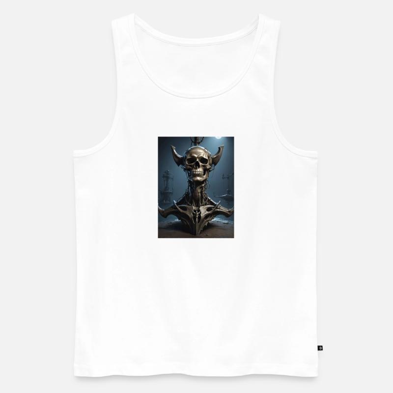Stählernes Skelett mit Hörnern - Männer Premium Bio Tank Top - Weiß