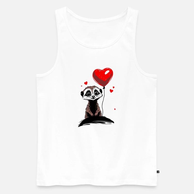 Erdmännchen Herz Luftballon - Heartful Creatures - Männer Premium Bio Tank Top - Weiß