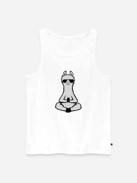 Lama Cool Zen Meditation Sunglasses Relaxed - Men's Premium Organic Tank Top - white