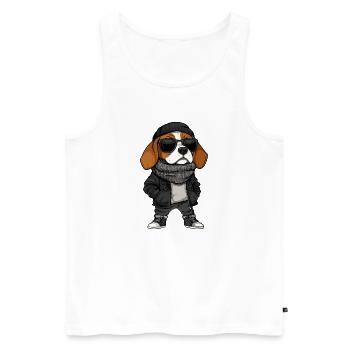 Beagle Dog Cool Winter - Men's Premium Organic Tank Top - white - Front - AI Model Male 178 light (178cm)