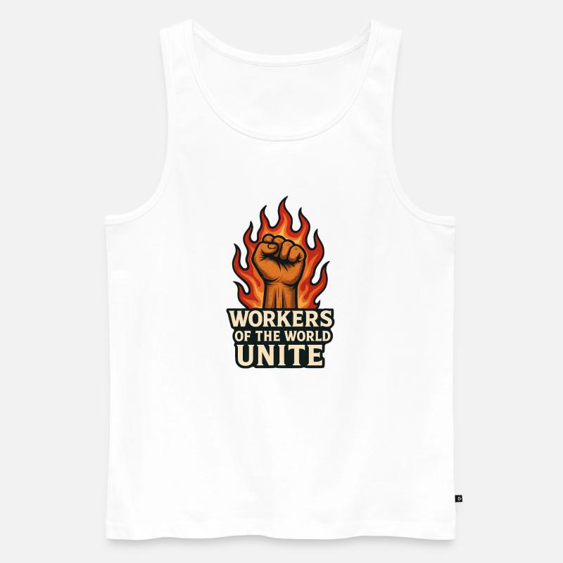 Fäuste und Flammen – Arbeiterwelt Unite - Männer Premium Bio Tank Top - Weiß