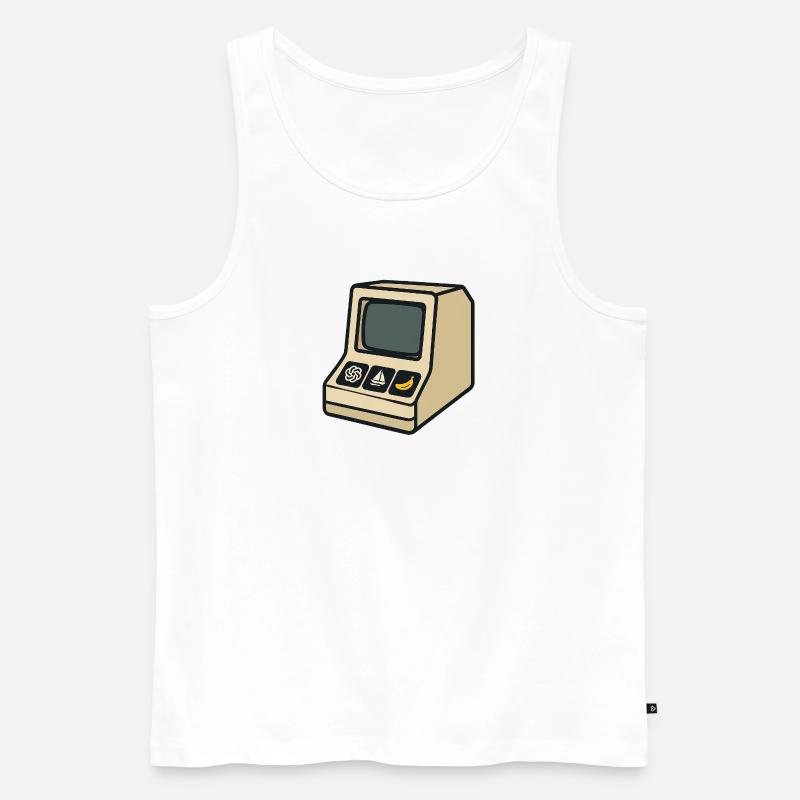 Retro-KI-Computer mit ikonischen Symbolen - Männer Premium Bio Tank Top - Weiß