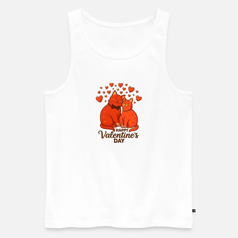 Verliebte Katzen – Valentinstag Illustration - Männer Premium Bio Tank Top - Weiß