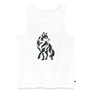 Geometrischer Wolf – Silhouette - Männer Premium Bio Tank Top - Weiß - Vorne - Michal (187cm)