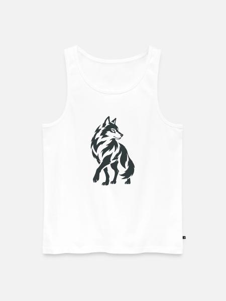Geometrischer Wolf – Silhouette - Männer Premium Bio Tank Top - Weiß
